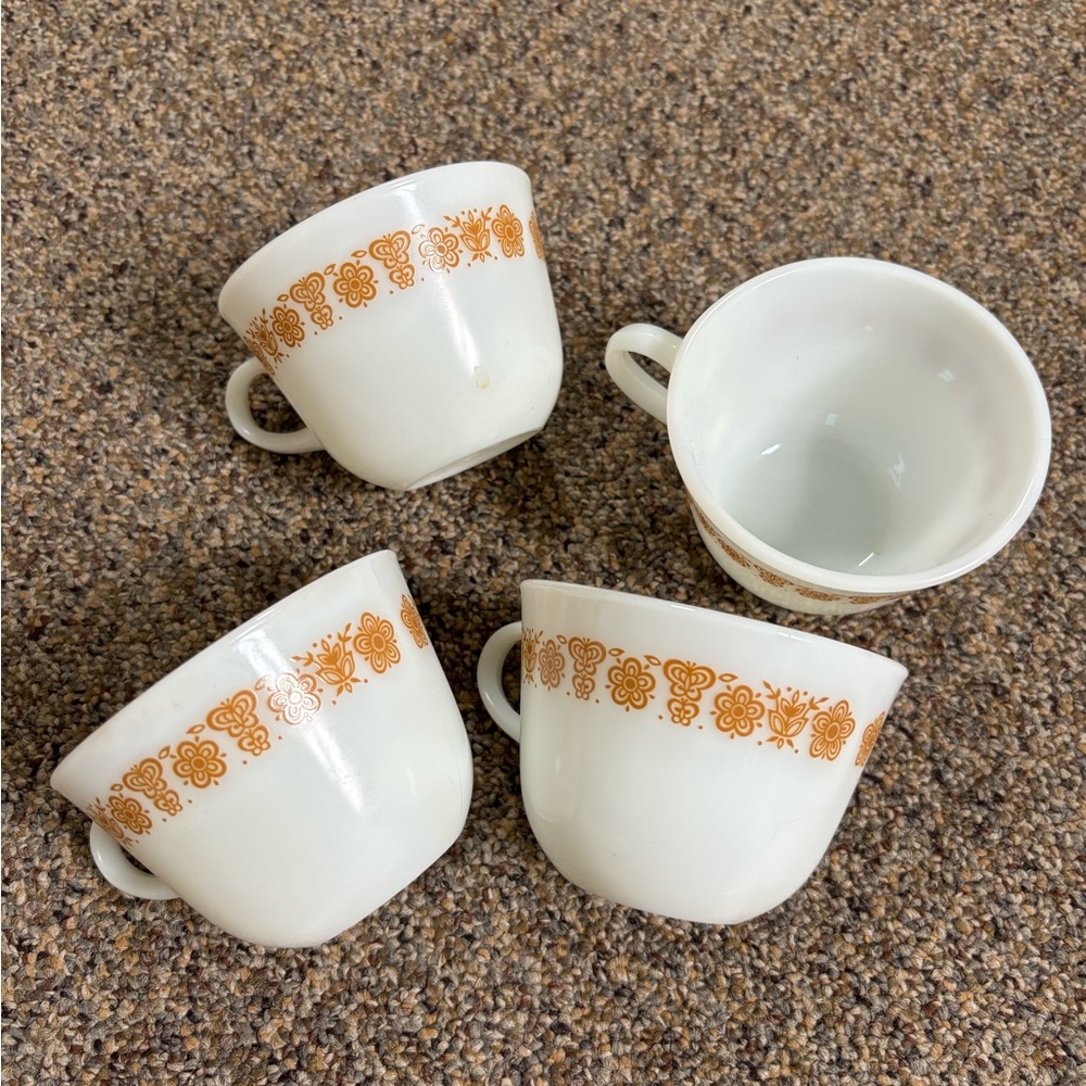 Pyrex White and Orange Dining Mugs